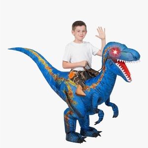NEW inflatable Blue Dinosaur Raptor Costume for Kids